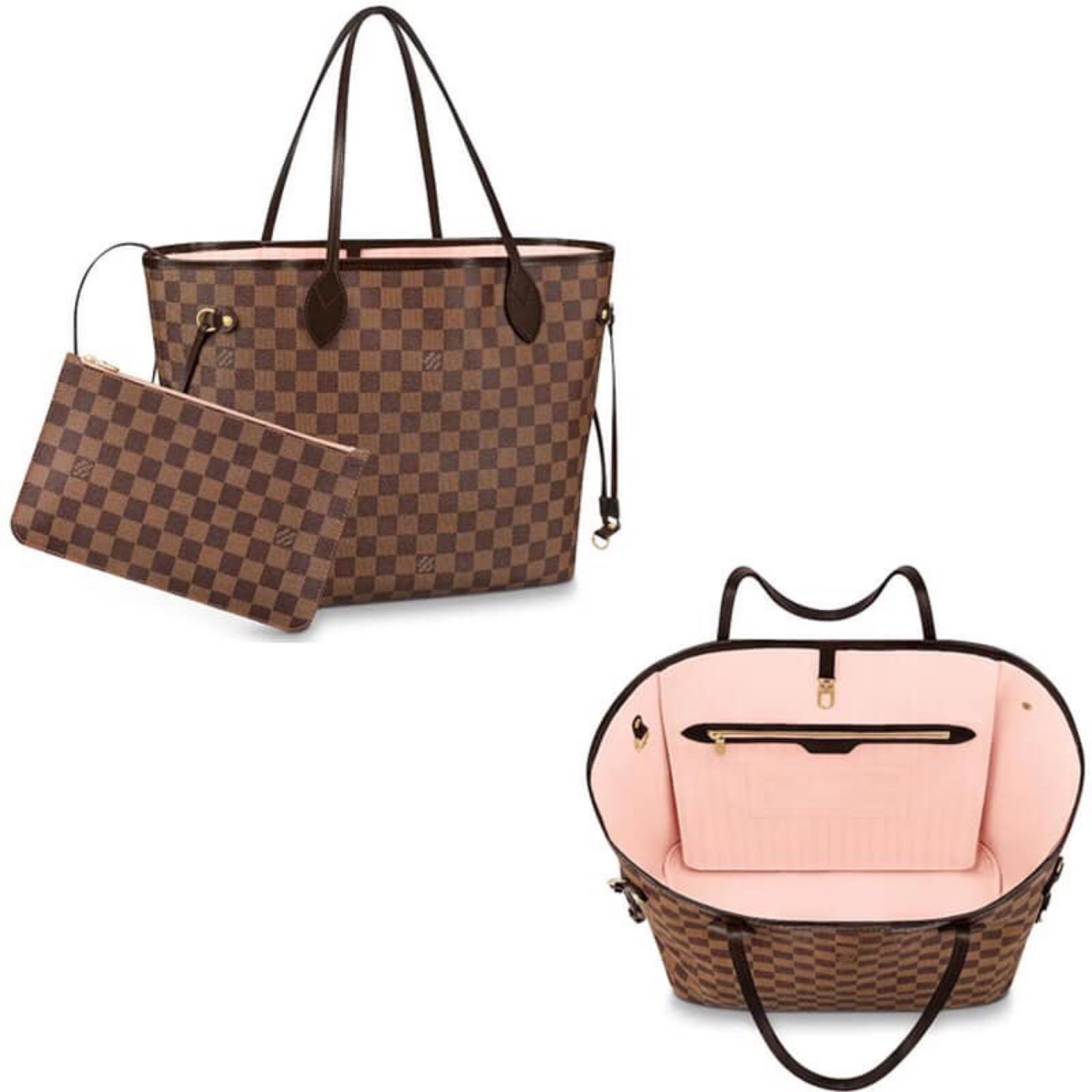 NTWRK - Damier Coated Canvas Neverfull MM With Pink Interior Sku# 64020